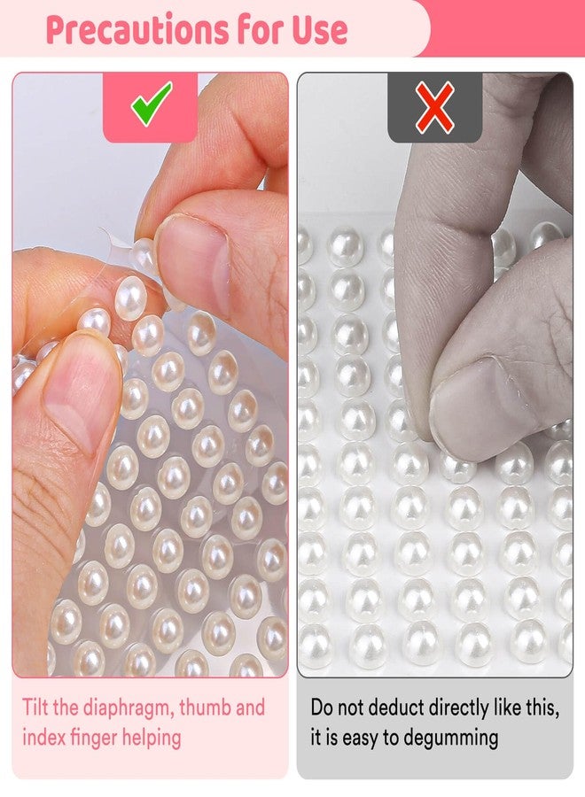 Caffox 7 Sizes Self Adhesive Ivory White Hair Pearl Stickers, Caffox 2032 Pieces Stick on Pearls Gems for Hair, Face, Makeup, Eye, Crafts, Wedding - Image 4